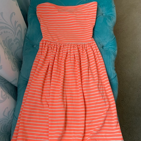 Free Add on NWOT Girls Coral Stripped Summer Dress - Picture 1 of 3